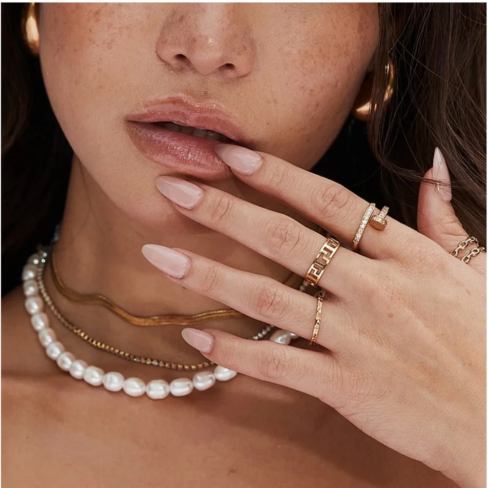 Gold Geometric Pattern Ring - Picture 2 of 2